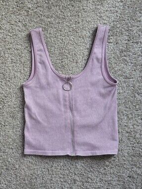 Pastel Purple O Ring Zipper Crop Top